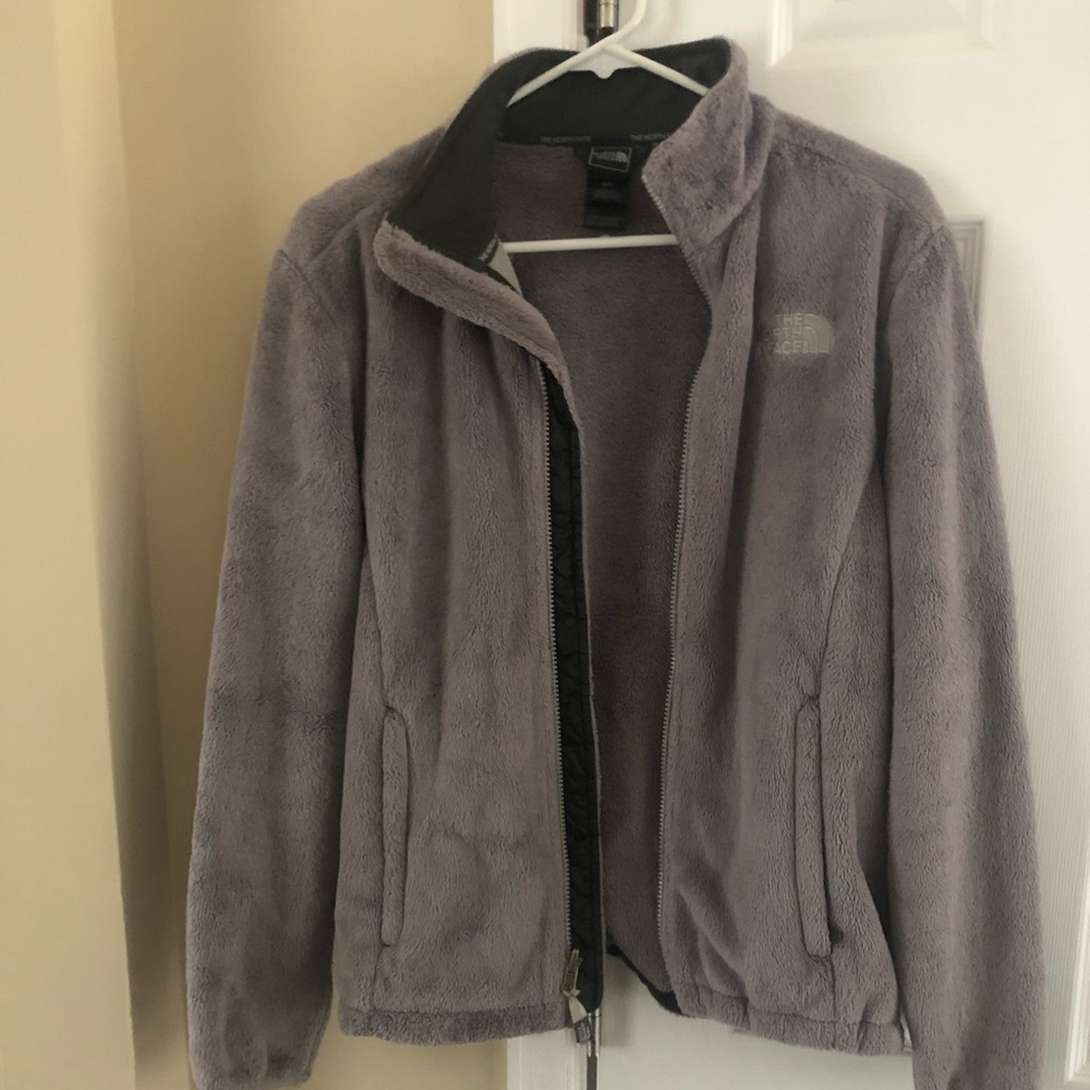 Grey Fuzzy North Face Jacket
